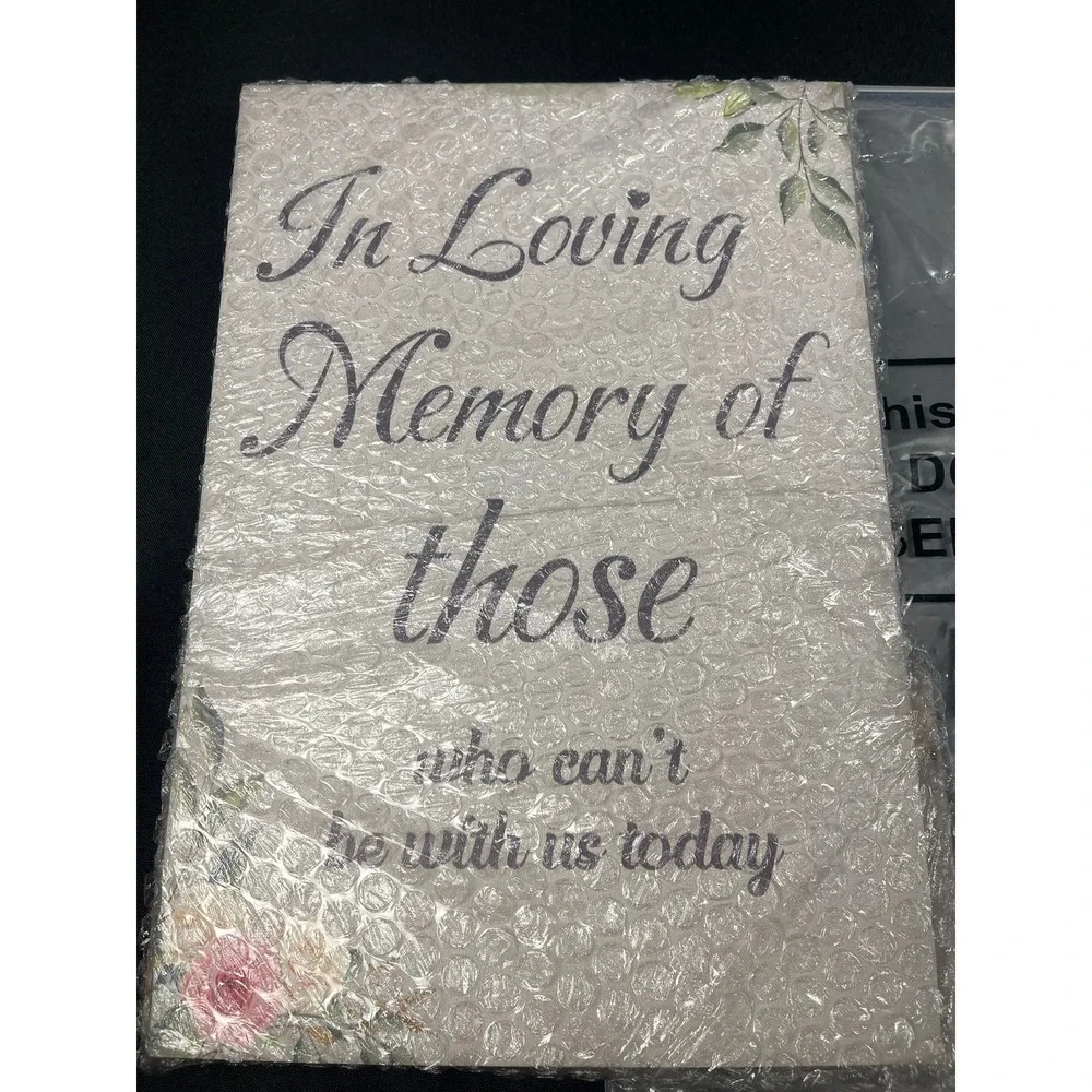 Kathfly Set of 4 Wood Wedding Signs Floral Memorial Cards Gifts Guestbook Favors